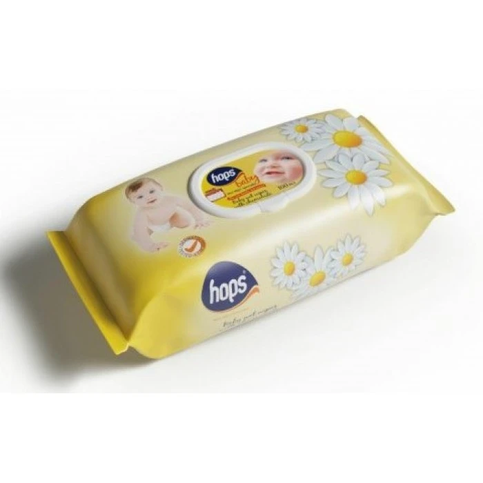 Вологі серветки Hops Baby для дітей, з екстрактом ромашки, 100 шт - 